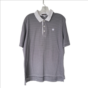 Boast Men's Black and White Striped Polo Shirt
